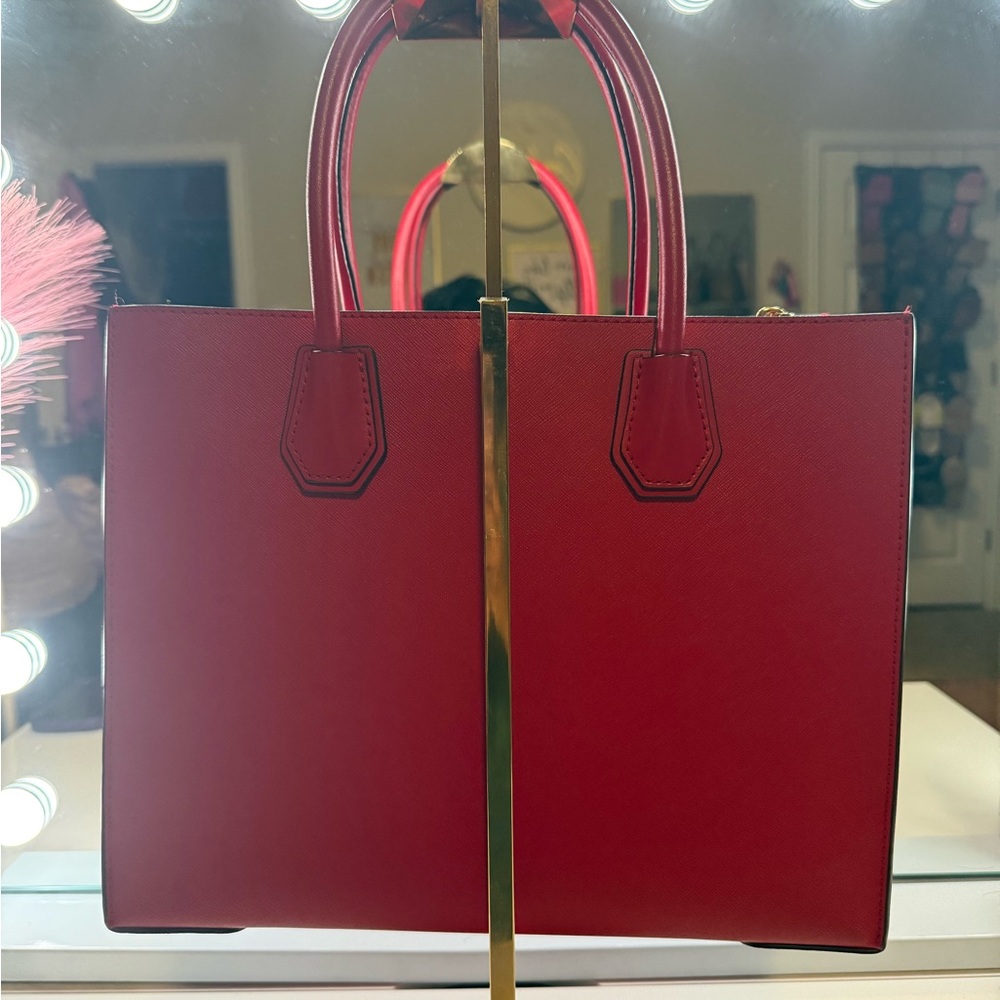 Michael Kors Crimson Saffiano Leather Tote with Gold Hardware - Picture 2 of 2